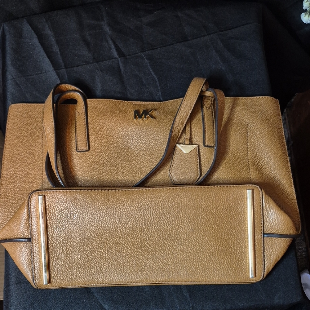 Michael Kors Cognac Pebbled Leather Tote with Gold Hardware